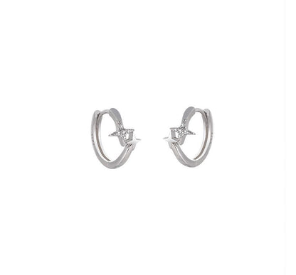 Silver Sterling Earring Hoop Star