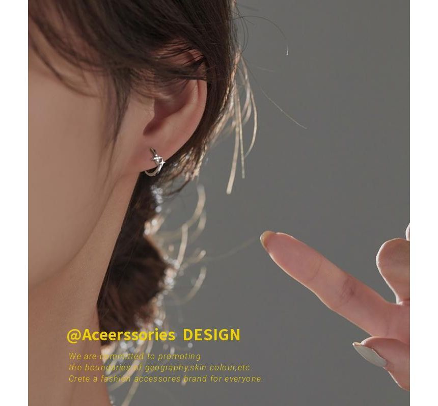 Silver Sterling Earring Hoop Star