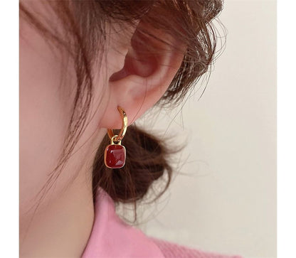 Earring Sterling Silver Square Dangle