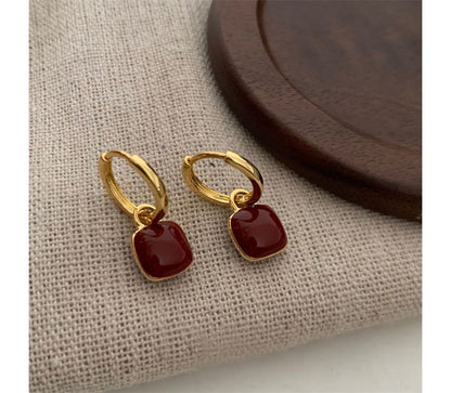 Earring Sterling Silver Square Dangle