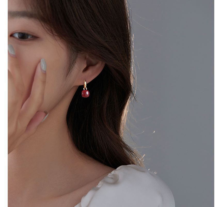 Earring Sterling Silver Square Dangle