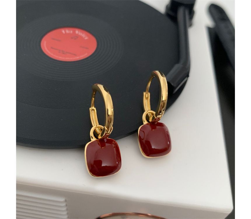 Earring Sterling Silver Square Dangle