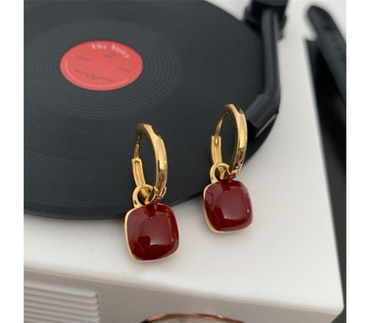 Earring Sterling Silver Square Dangle