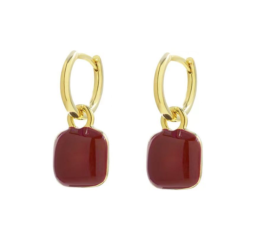 Earring Sterling Silver Square Dangle