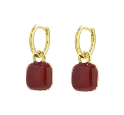 Earring Sterling Silver Square Dangle