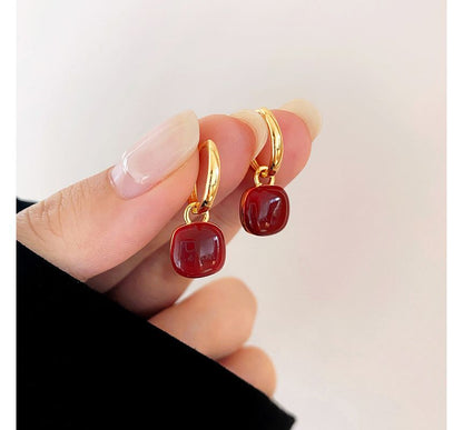 Earring Sterling Silver Square Dangle