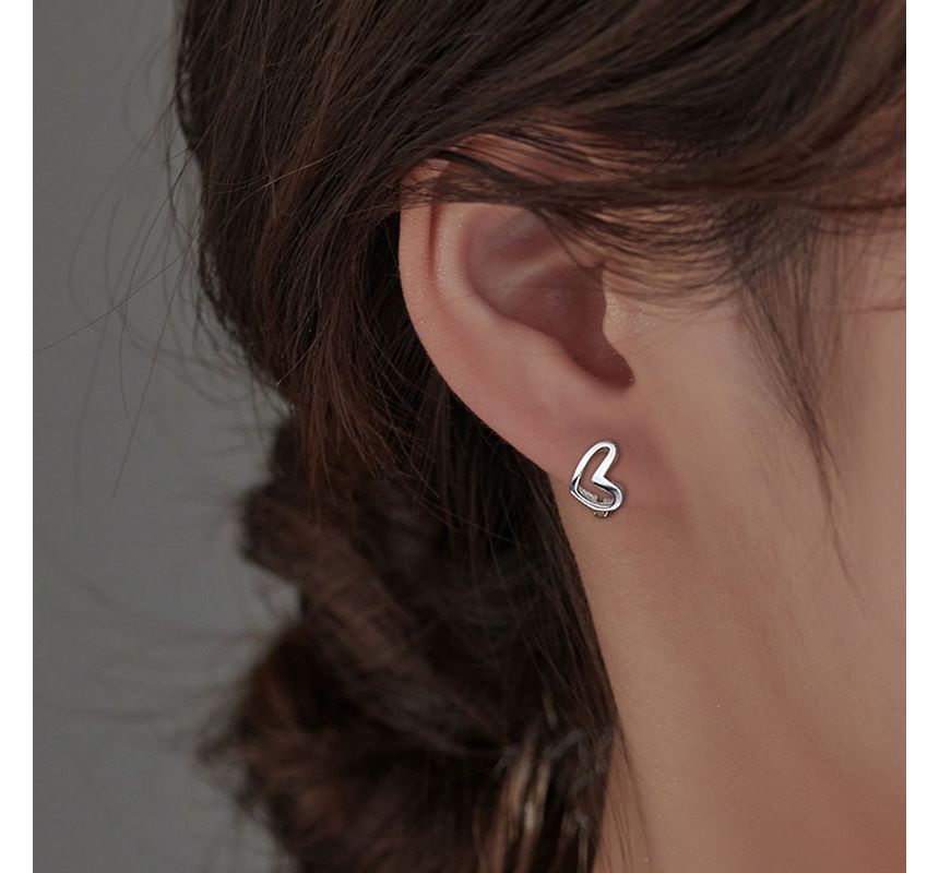 Sterling Earring Heart Silver