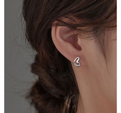 Sterling Earring Heart Silver