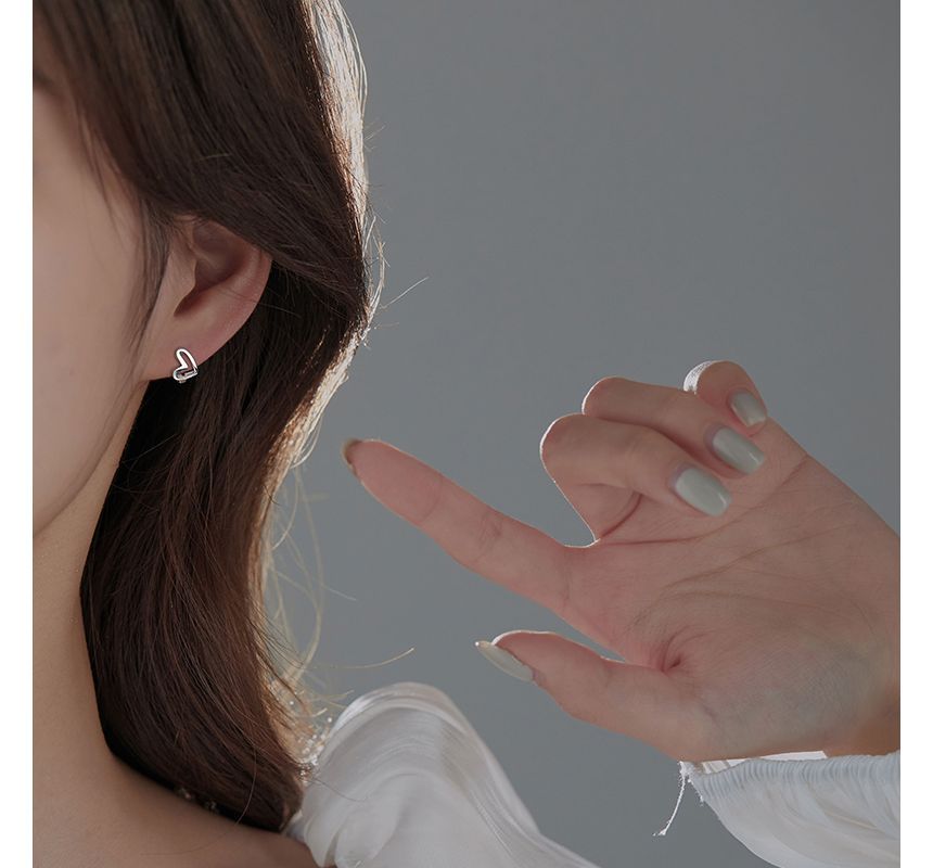 Sterling Earring Heart Silver