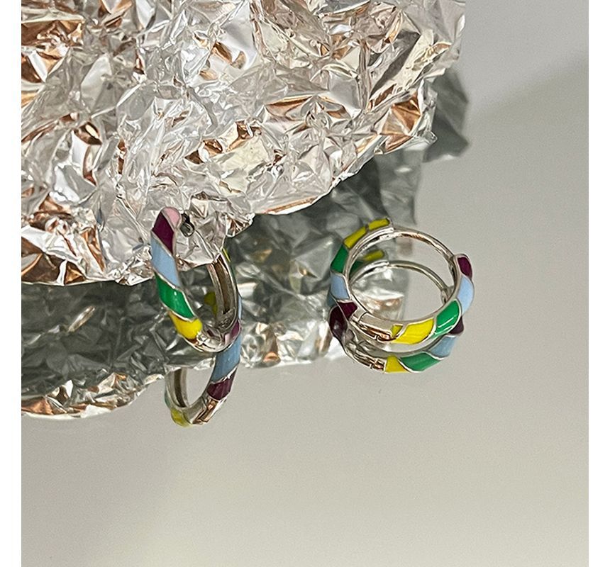 Glaze Hoop Earring Silver Sterling