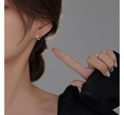 Glaze Hoop Earring Silver Sterling