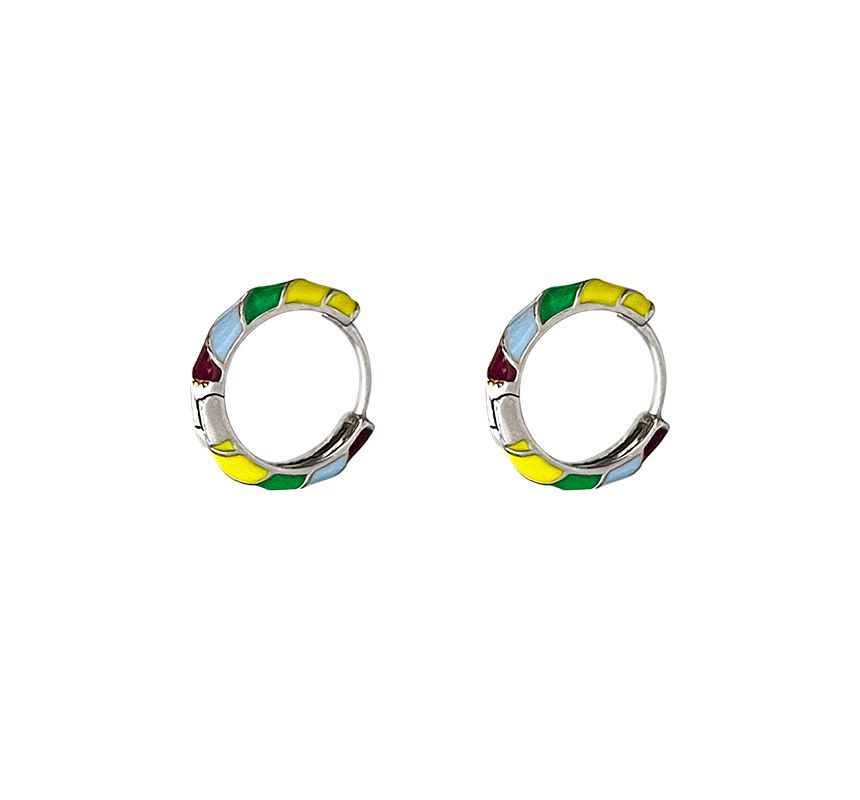 Glaze Hoop Earring Silver Sterling