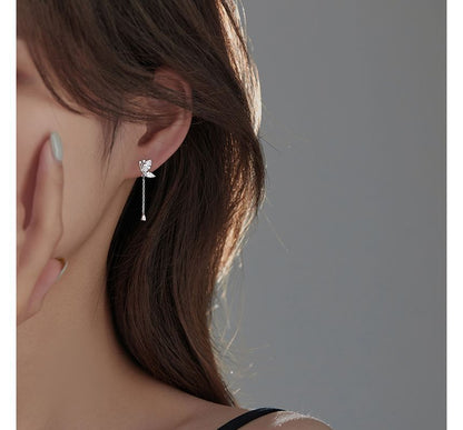 Earring Butterfly Dangle Sterling Silver