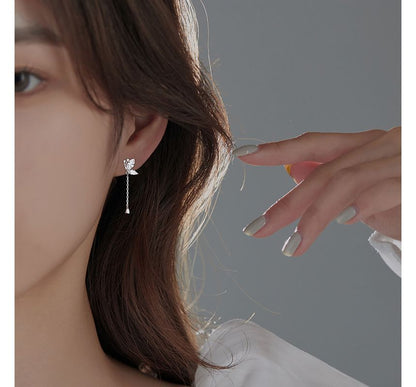 Earring Butterfly Dangle Sterling Silver