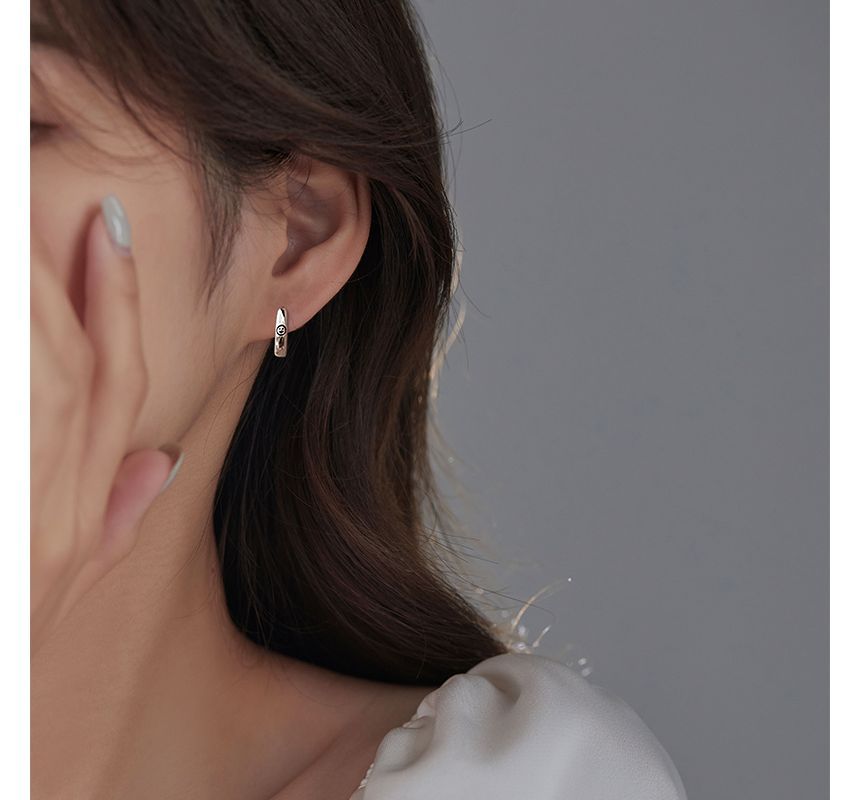 Hoop Smiley Silver Sterling Earring