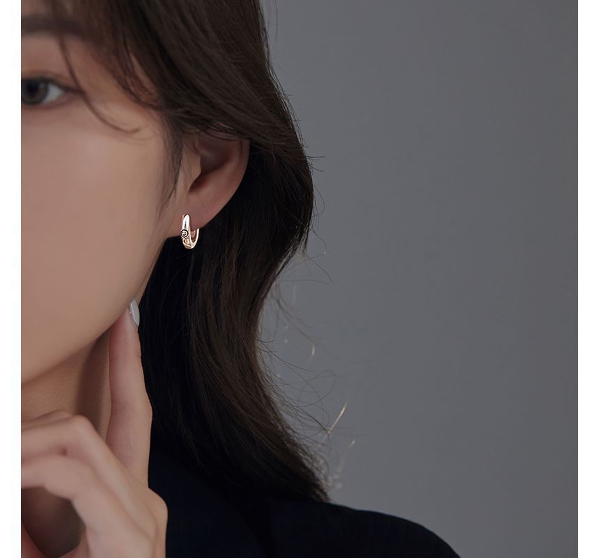 Hoop Smiley Silver Sterling Earring