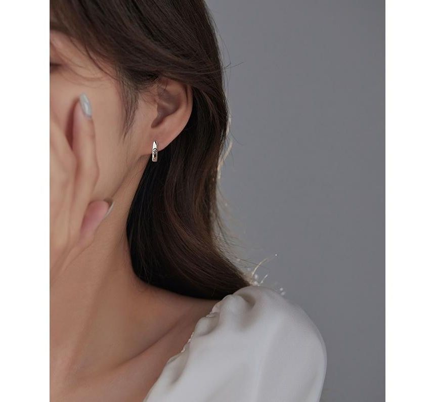 Hoop Smiley Silver Sterling Earring