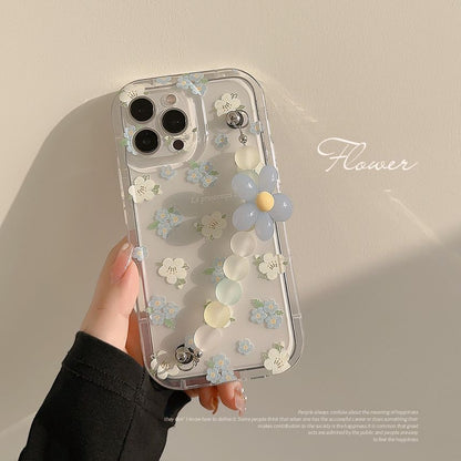 Transparent Floral Phone Strap Case