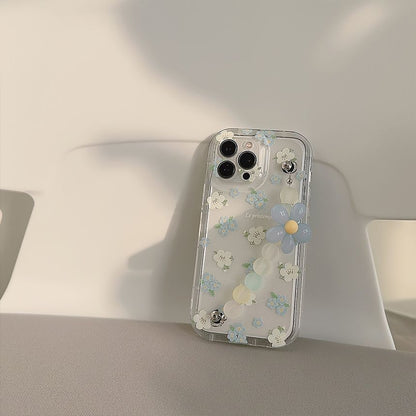 Transparent Floral Phone Strap Case