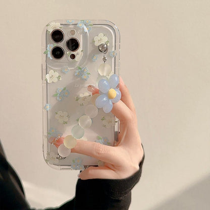 Transparent Floral Phone Strap Case