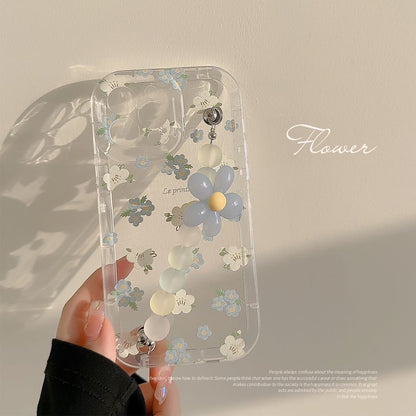 Transparent Floral Phone Strap Case