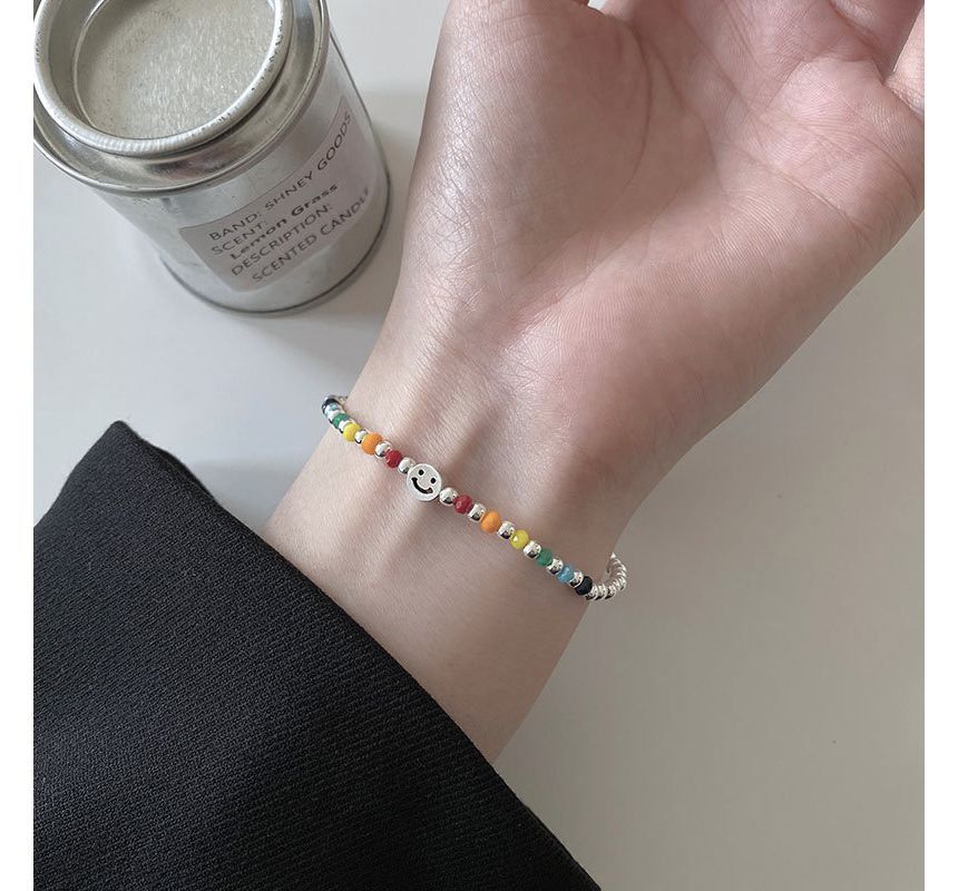 Smiley Sterling Face Silver Rainbow Bracelet