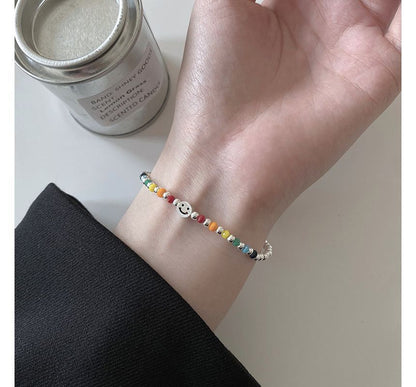 Smiley Sterling Face Silver Rainbow Bracelet