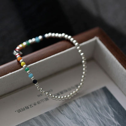 Smiley Sterling Face Silver Rainbow Bracelet