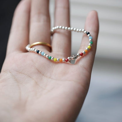Smiley Sterling Face Silver Rainbow Bracelet
