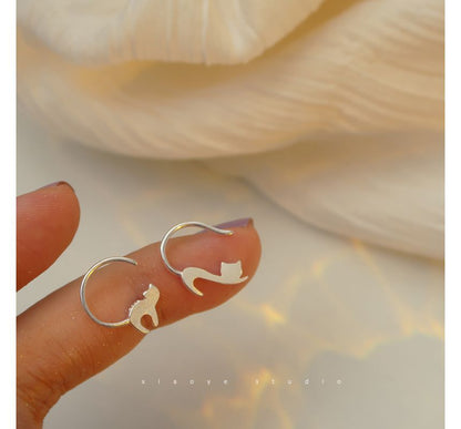 Earring Cat Silver Sterling