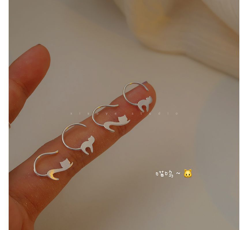 Earring Cat Silver Sterling