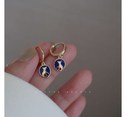 Cat Earring Dangle Sterling Silver