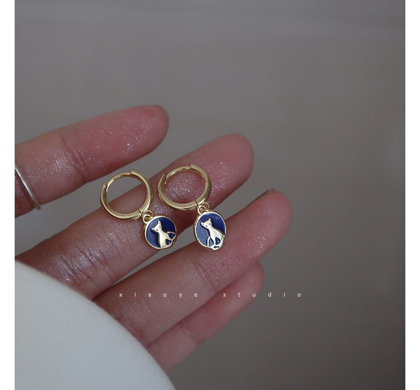 Cat Earring Dangle Sterling Silver