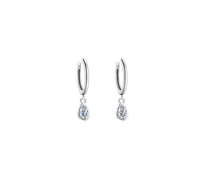 Droplet Earring Dangle Rhinestone Silver Sterling