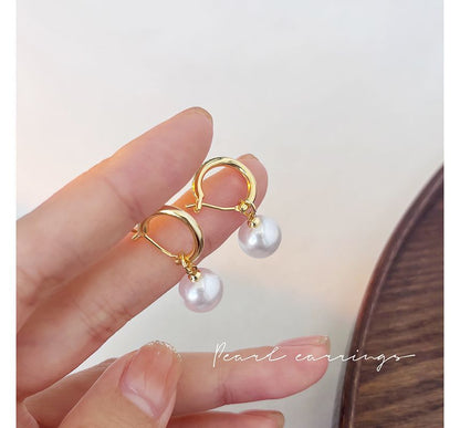 Pearl Silver Faux Dangle Earring Sterling