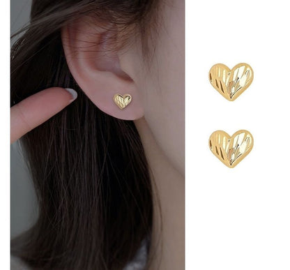 Silver Textured Sterling Earring Heart