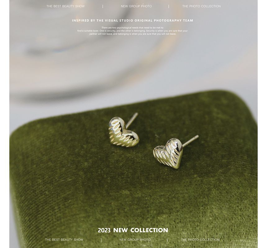 Silver Textured Sterling Earring Heart