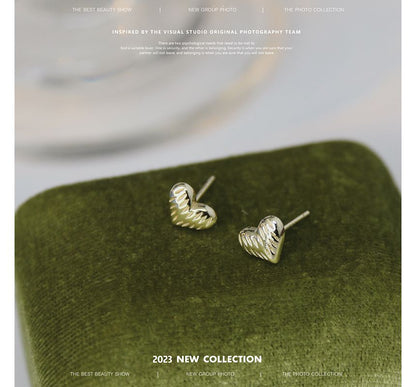 Silver Textured Sterling Earring Heart