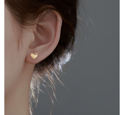 Silver Textured Sterling Earring Heart