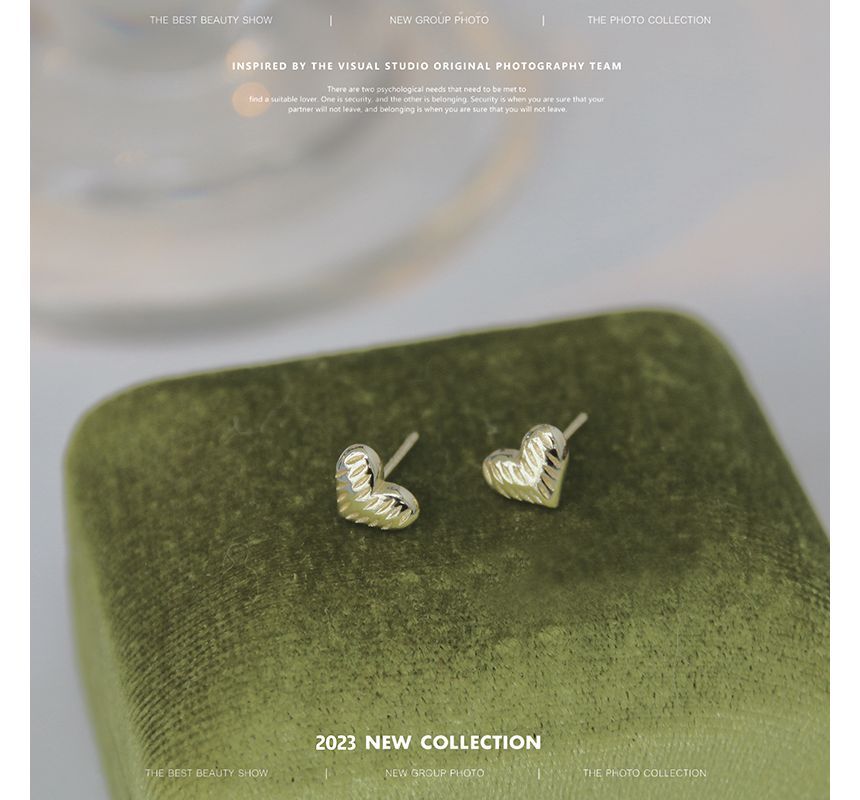 Silver Textured Sterling Earring Heart