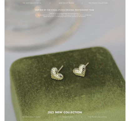 Silver Textured Sterling Earring Heart