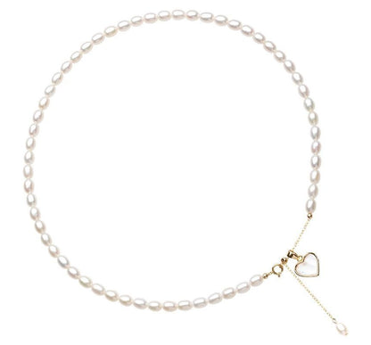 Pearl Faux Heart Shell Choker Pendant