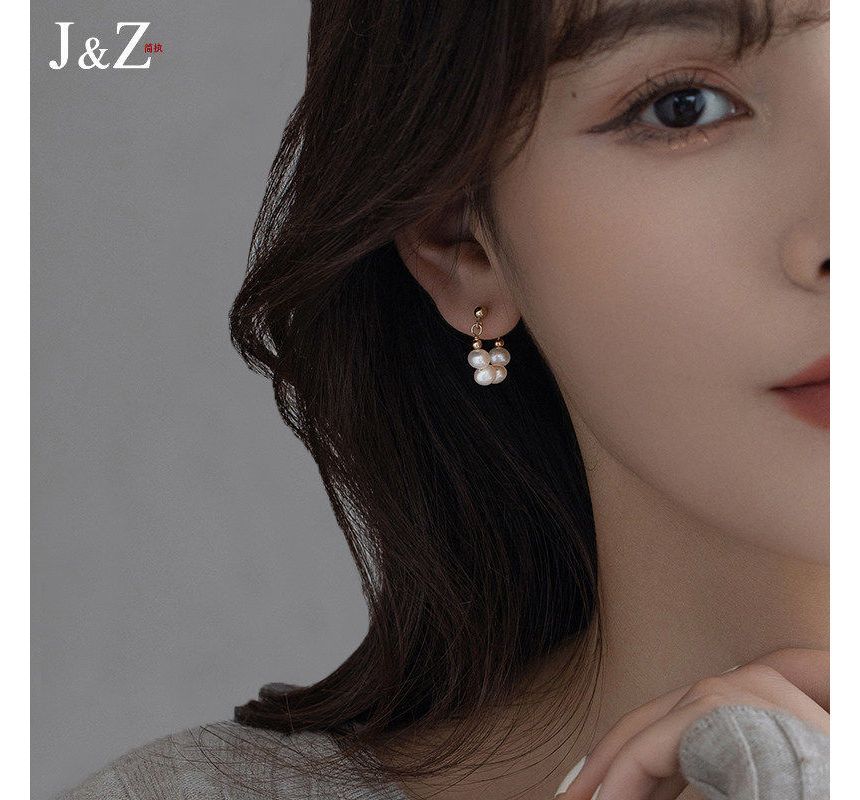 Chain Hoop Faux Earring Pearl Alloy