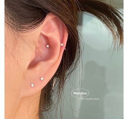 Earring 2 Set: Rhinestone Pair Stud Alloy