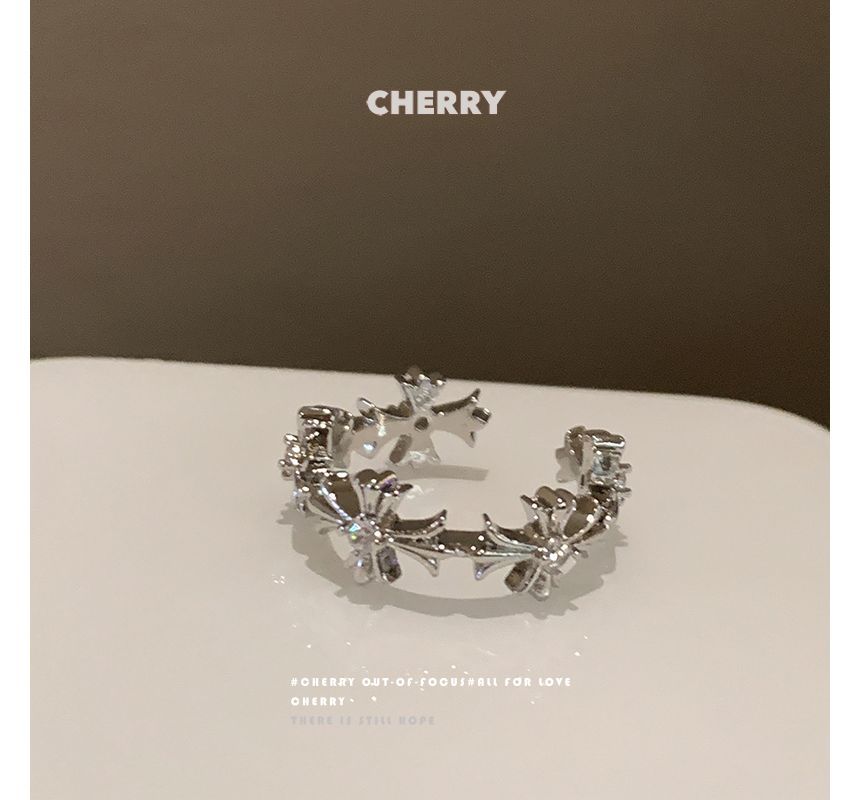 Cross Set Moonstone Open Faux / Ring