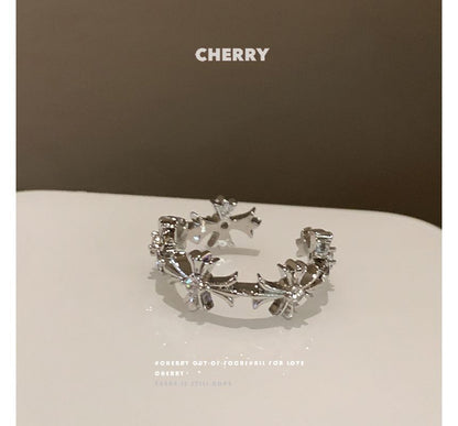 Cross Set Moonstone Open Faux / Ring