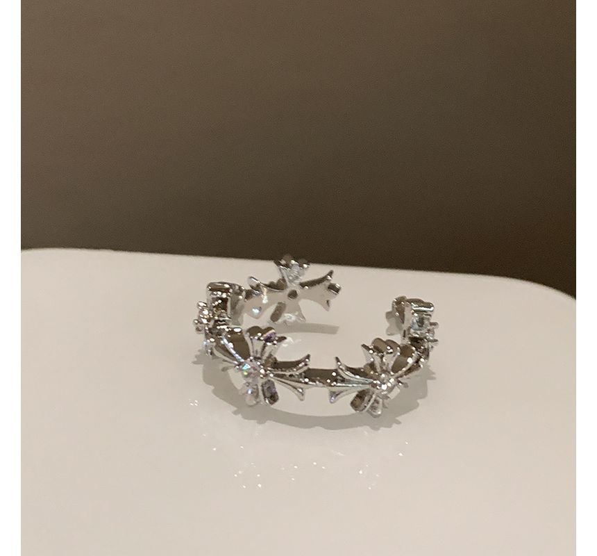 Cross Set Moonstone Open Faux / Ring