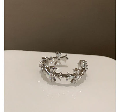 Cross Set Moonstone Open Faux / Ring