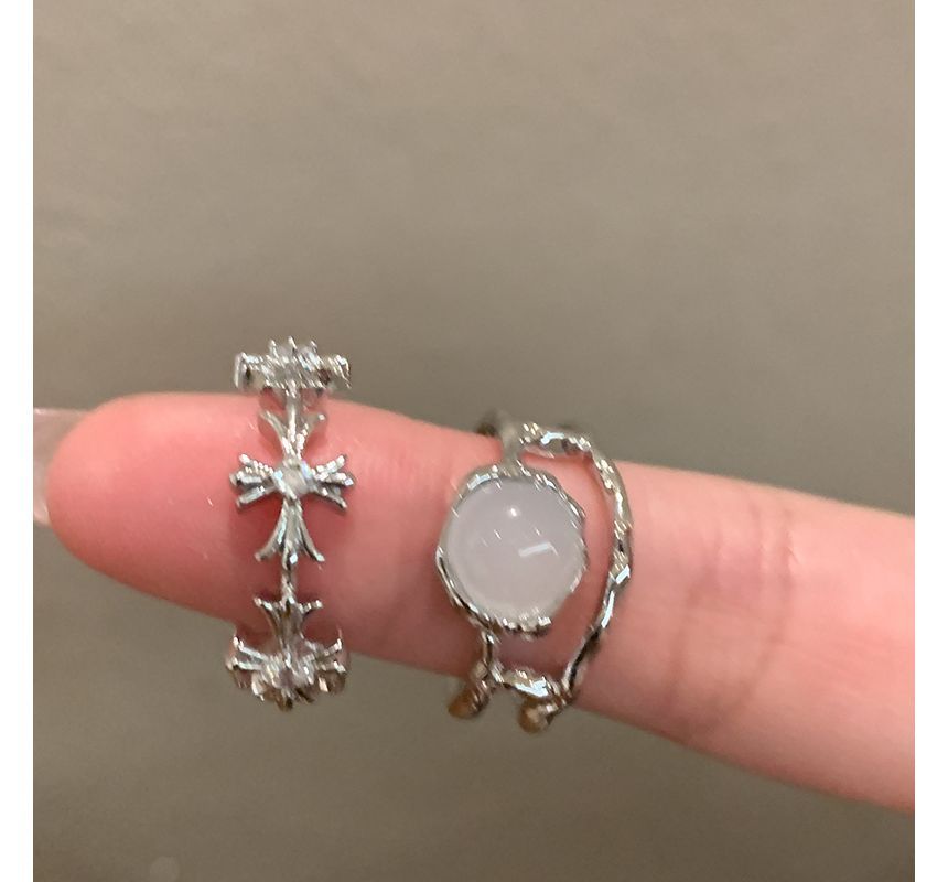 Cross Set Moonstone Open Faux / Ring