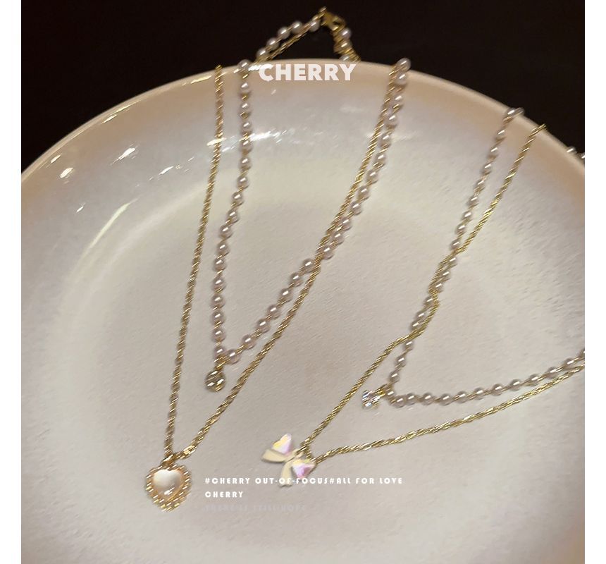 Pearl Faux Necklace Layered